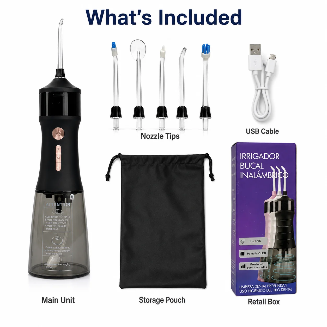 Dr Yadent YD221 Smart Water Flosser with UVC 335ml Oral Irrigator 4 Modes 3 Pressure Levels Type-C 1800mAh Dental Irrigator