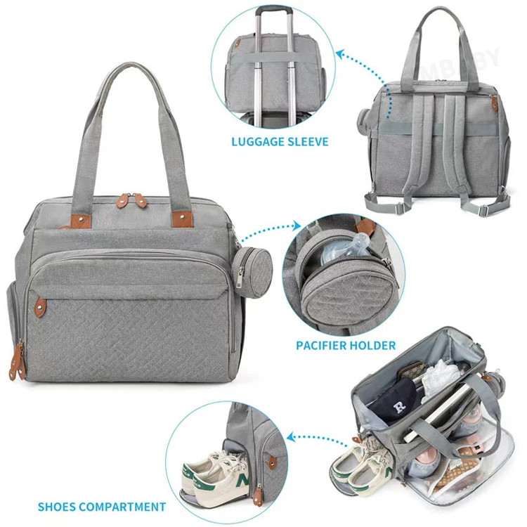 

New Fashion Multifunctional Backpack Crossbody Bag Baby Diaper Newborn Travel Bring Tissue Bag Pacifier Baby Product Storage Bag