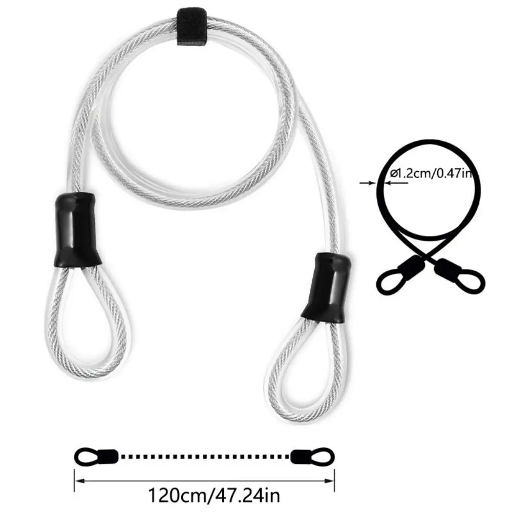 Double Loop End Bicycle Safety Cable Heavy-Duty Anti-theft Strong Steel Cable Lock Triple Braided Cut-Resistant