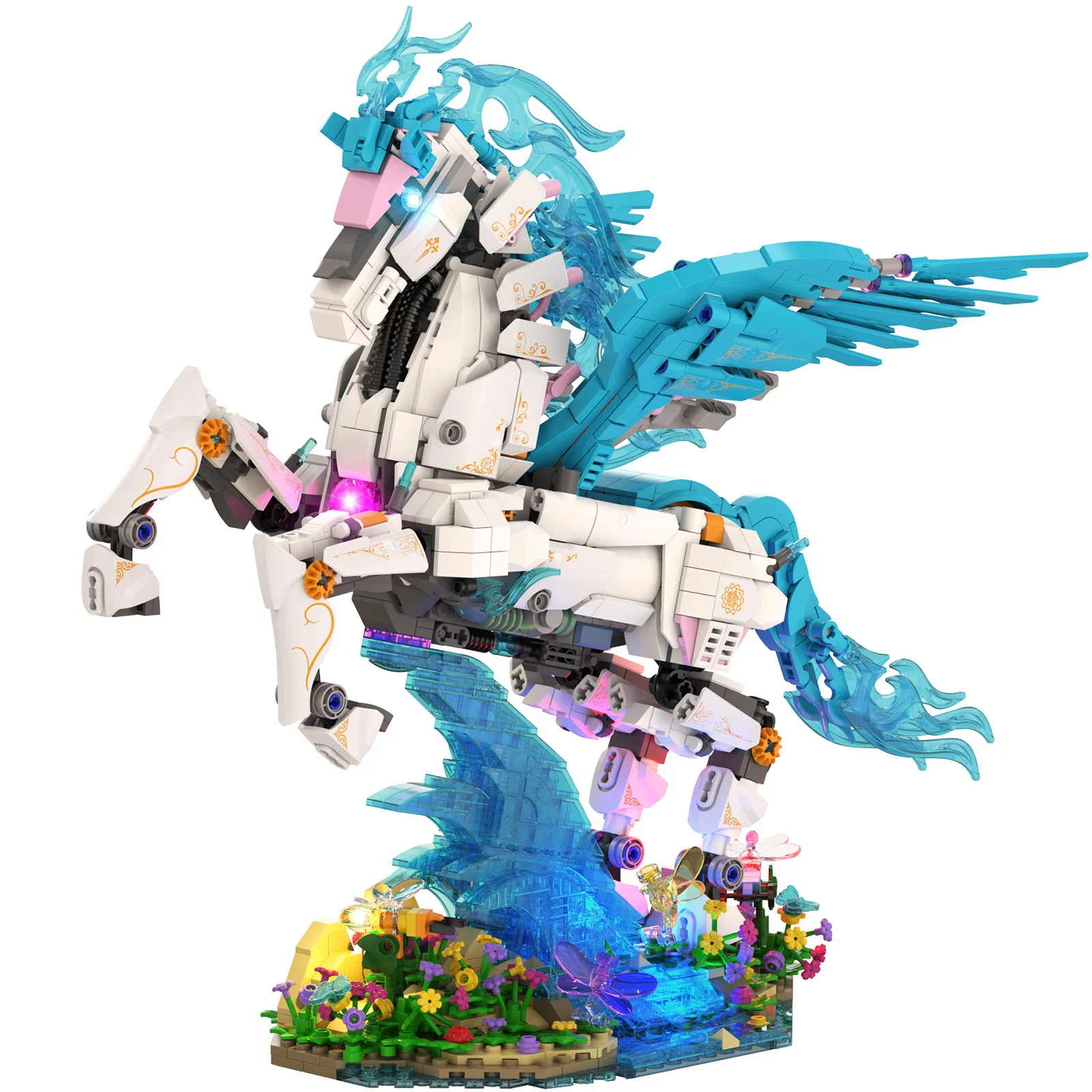 

1878PCS Mechanical Pegasus MOC Building Blocks DIY LED Flying Horse Mythical Model STEM Educational Toy Kids Birthday Gift
