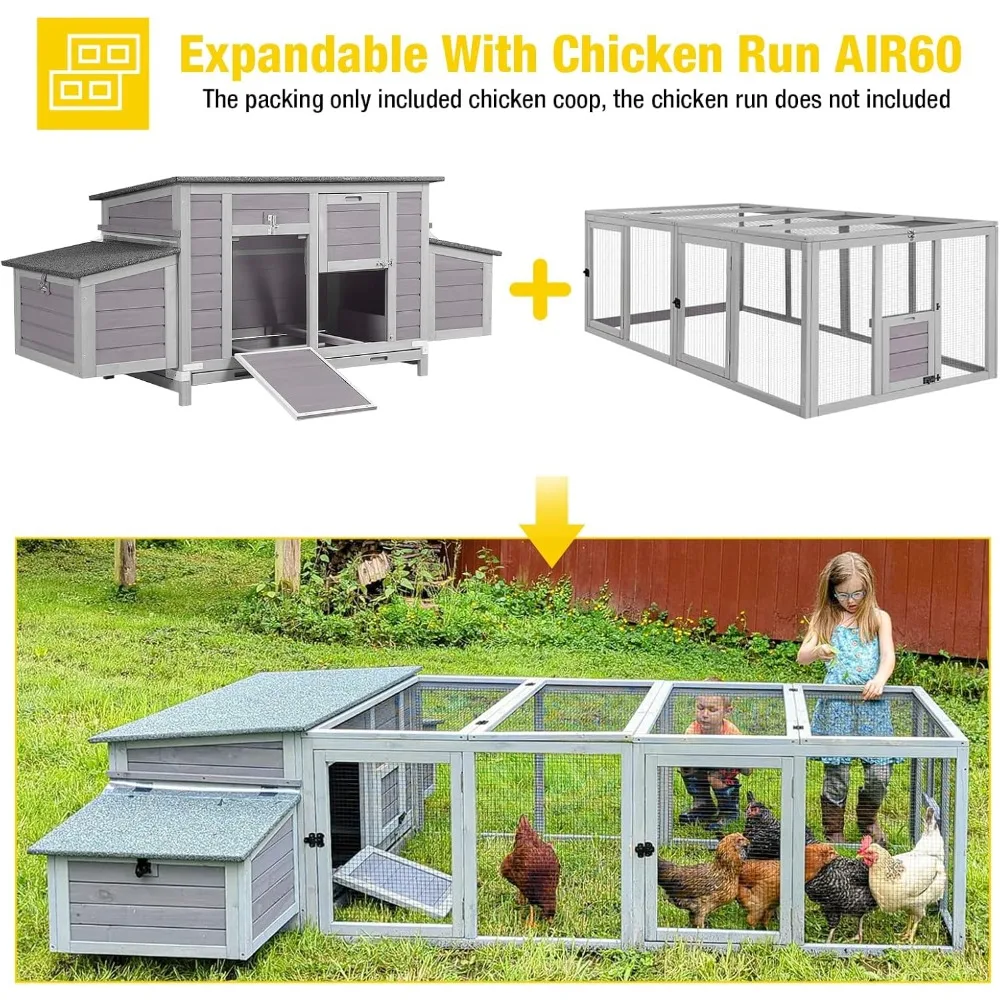 حظيرة الدجاج 67.3 بوصة بيت البط الكبير مع 4 صناديق التعشيش لـ 2-4 دجاج بيت الدجاجة في الهواء الطلق قفص الدجاج