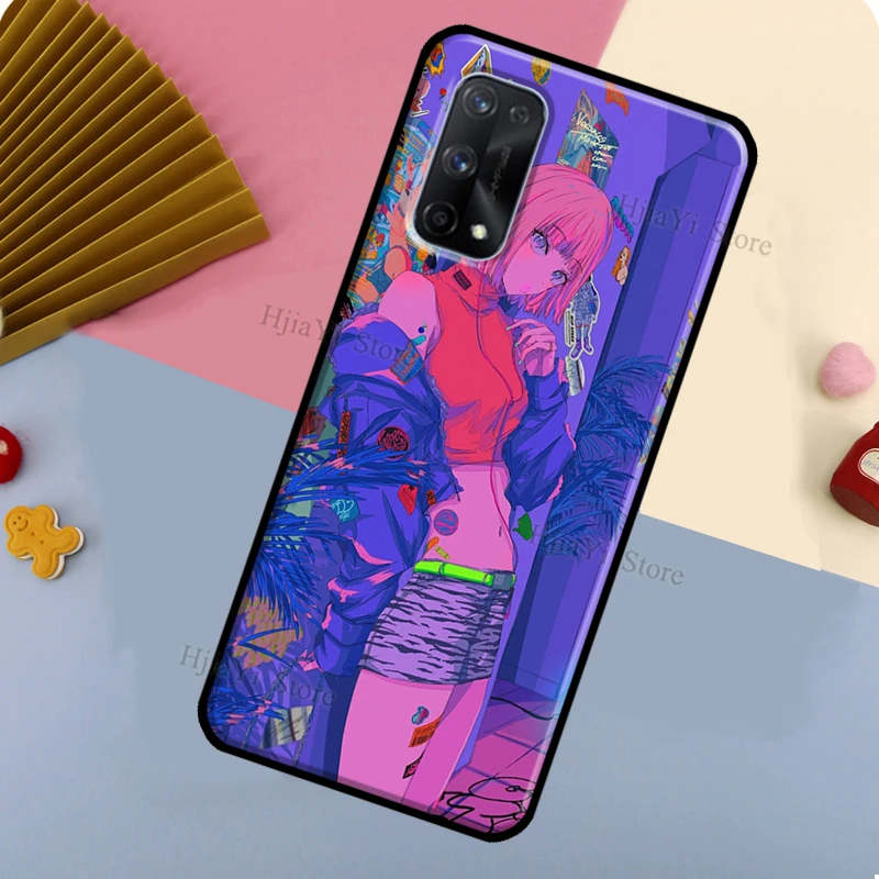 Vaporwave Glitch Anime Girl For Realme 10 11 Pro Plus GT Neo 5 C55 C35 C33 C31 C30 C21Y OnePlus Nord CE 2 3 Lite Case