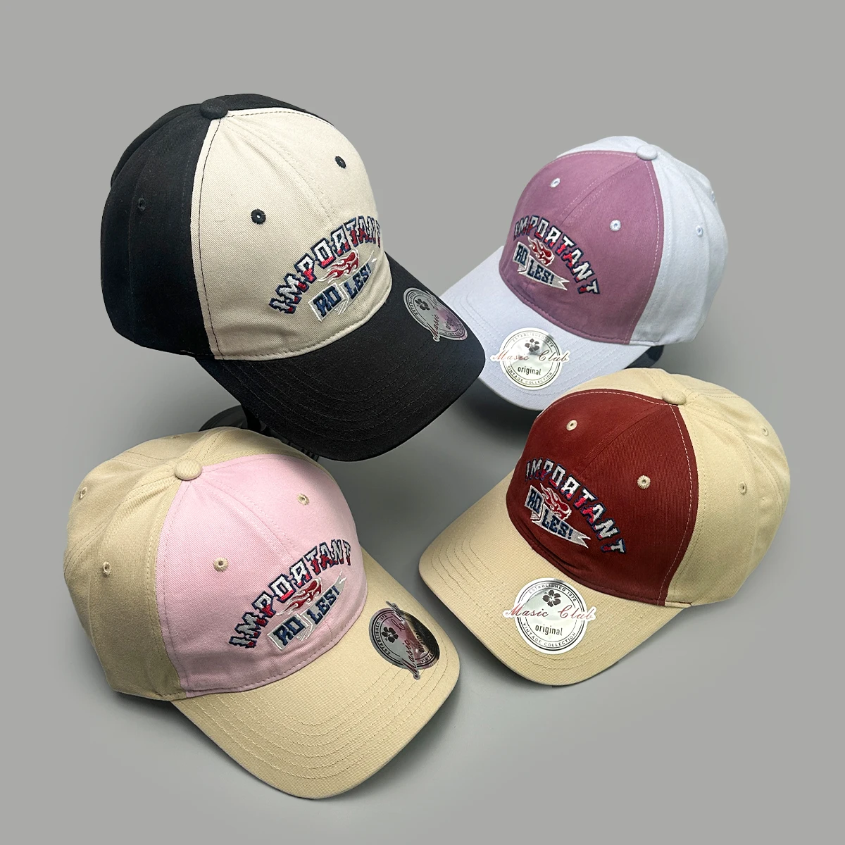 

Korean Preppy Style Letters Embroidery Baseball Hats New Unisex Sunshade Color Block Versatile Personal Fashion ins Peaked Caps