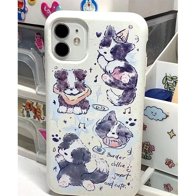 Cute Border Collie Dog Phone Cases for IPhone 11 12 13 14 15 Pro Max for IPhone XR XS Korean Vintage Phone Case 11 12 13 14 15