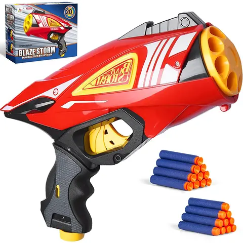 FRENSIT Manually Soft Bullets Toy Gun Pistol with 20 Pcs 7.2cm Foam Darts Toy Blaster for Girl Boys Kids Teens Shooting Games