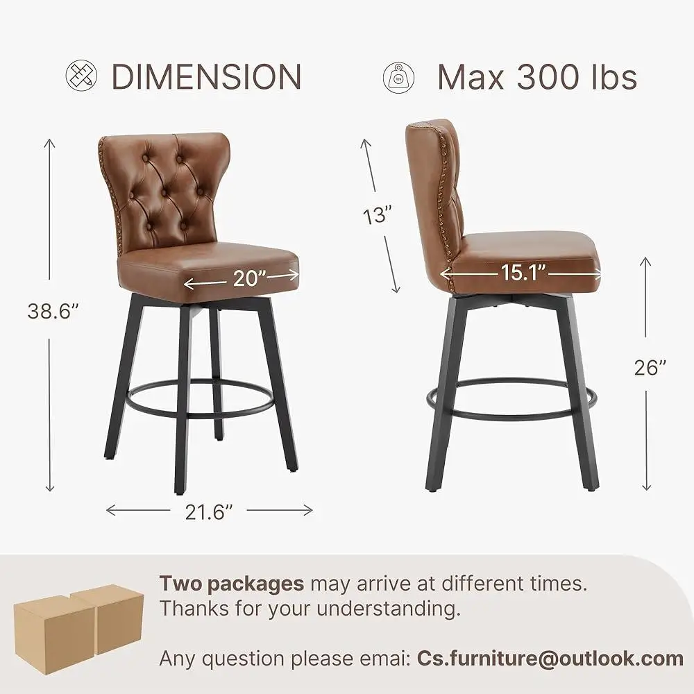 Counter Height Barstools Set of 4 Upholstered Swivel Bar Stools with Back Button Tufted Kitchen Island Seating Comfort and Style