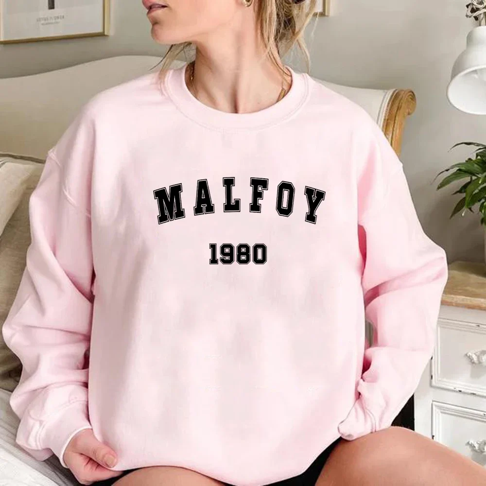 Malfoy 1980 Unisex Crewneck Sweatshirt Malfoy Tops Graphic Hoodies Women Short Sleeve Sweatshirts Streetwear Pullover