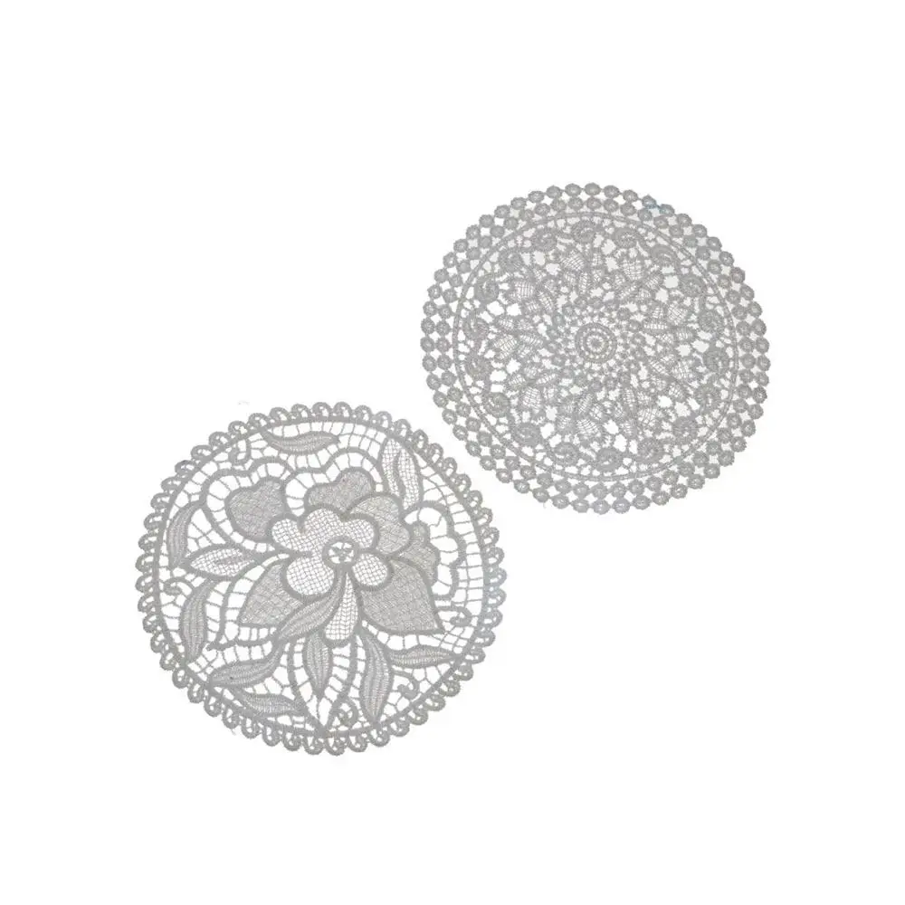 Hollow Round Crochet Lace Tablecloth Embroidery Flower Pad Placemat Coaster Doily