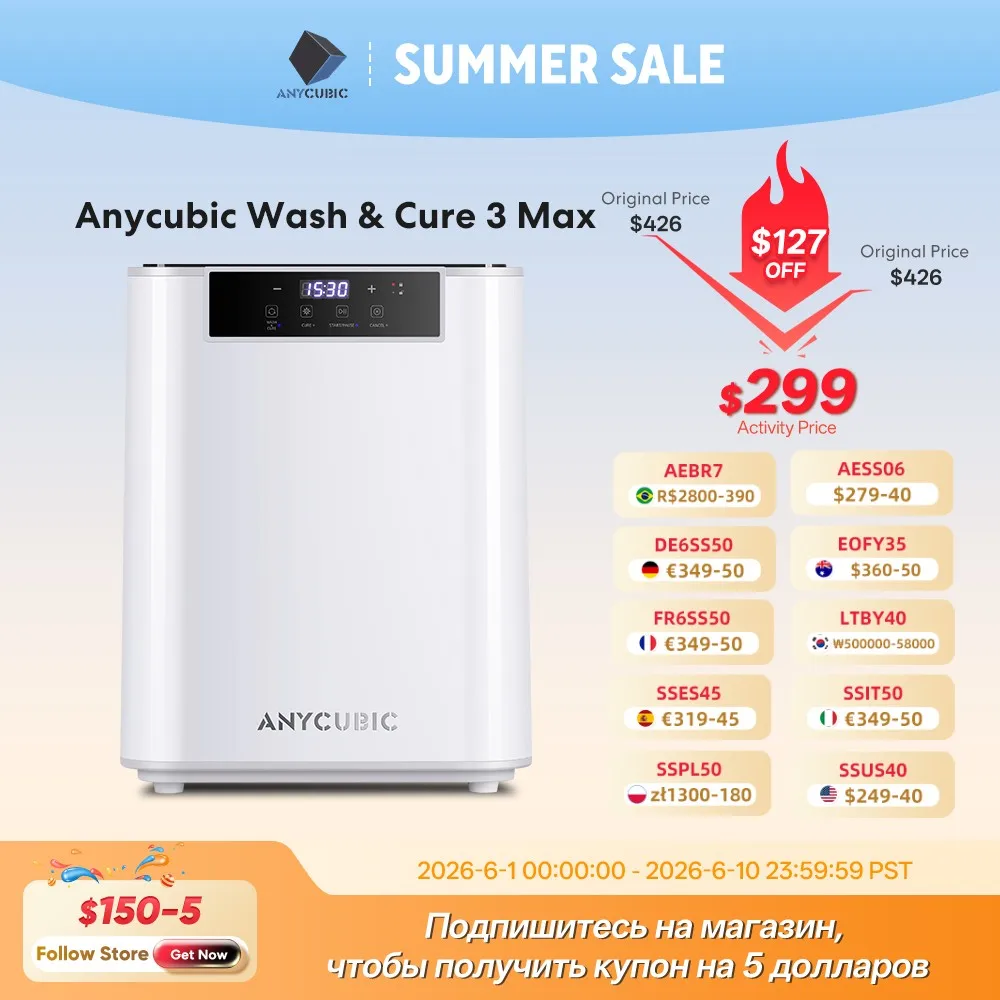 

ANYCUBIC Wash&Cure 3 Max With 15.1L Ultra-large Capacity For Large Resin 3D Printer Wash & Cure All-in-1 Washing Curing Machine