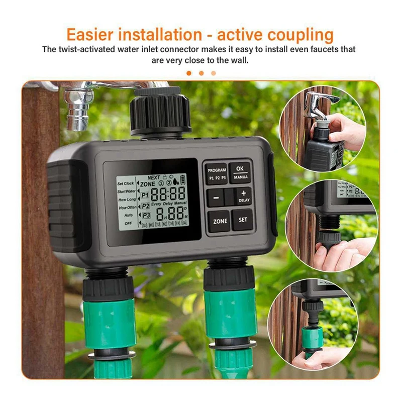 1 PCS Digital Automatic Irrigation Watering Timer Plastic Black For Lawn Gardening Pool EU Plug