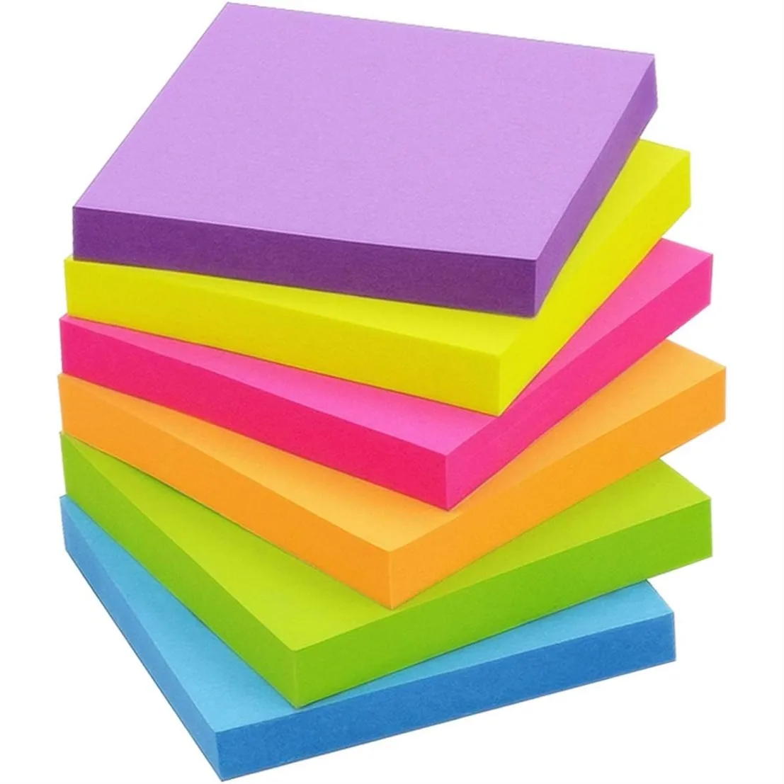 

Bright Self-Stick Sticky Notes 3x3 Inch, 6 Pack, 100 Sheets per Pad, Total 600 Sheets for Reminders