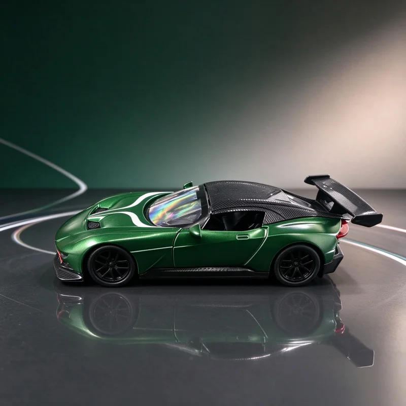 Modelo de coche deportivo de aleación verde, adorno estático con mecanismo de retroceso, decoración de vehículo de carreras coleccionable