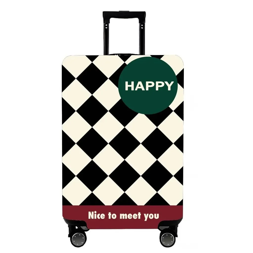 Elastic Luggage Cover Checkered Letter Print Suitcase Protector Dustproof Anti Scratch For 18 32 Inch Travel Case