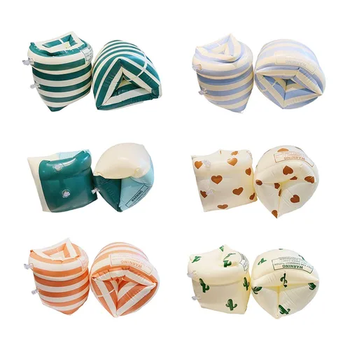 Imagen 2 del producto Boya de piscina inflable para adultos y niños, brazaletes con bolsa de aire doble, flotadores de brazo, accesorios de natación con estampado de PVC, 1 par