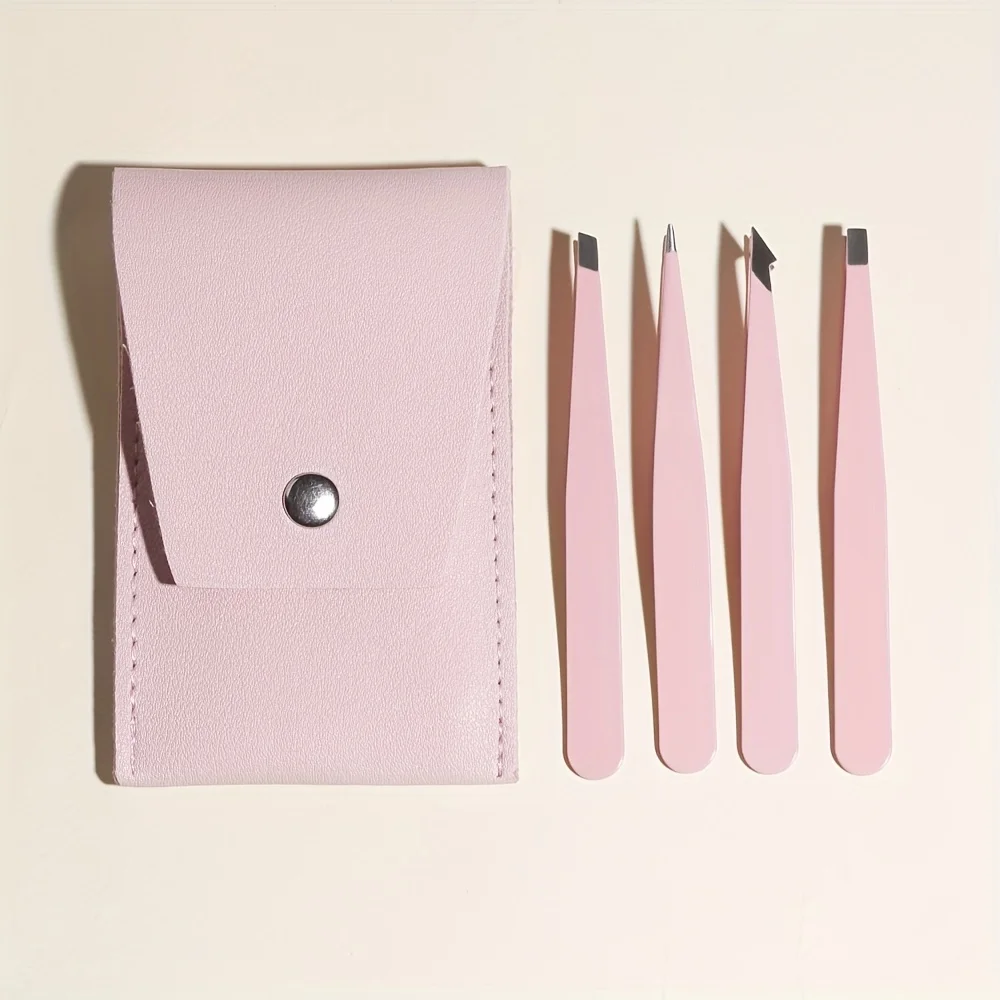 4pcs Professional Stainless Steel Eyebrow Tweezers Set for Women - Precision Facial Hair Removal,Splinter & Ingrown Hair Removal