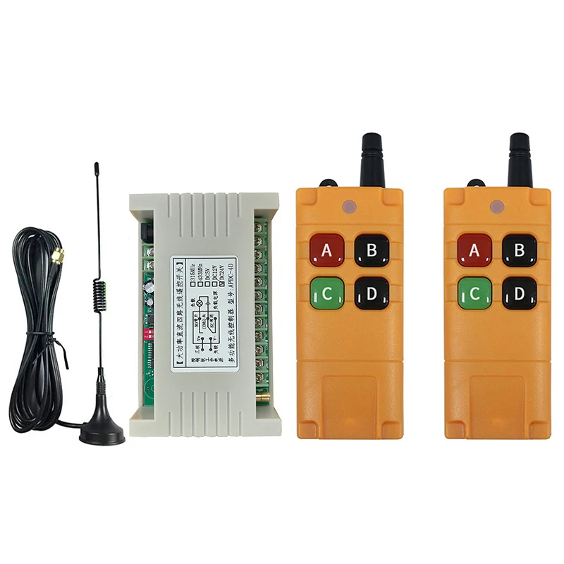 DC12V 24V 4CH 30A RF Wireless Remote Control Switch Radio Receiver With 2000M Long Distance Remote controller Suckers antenna