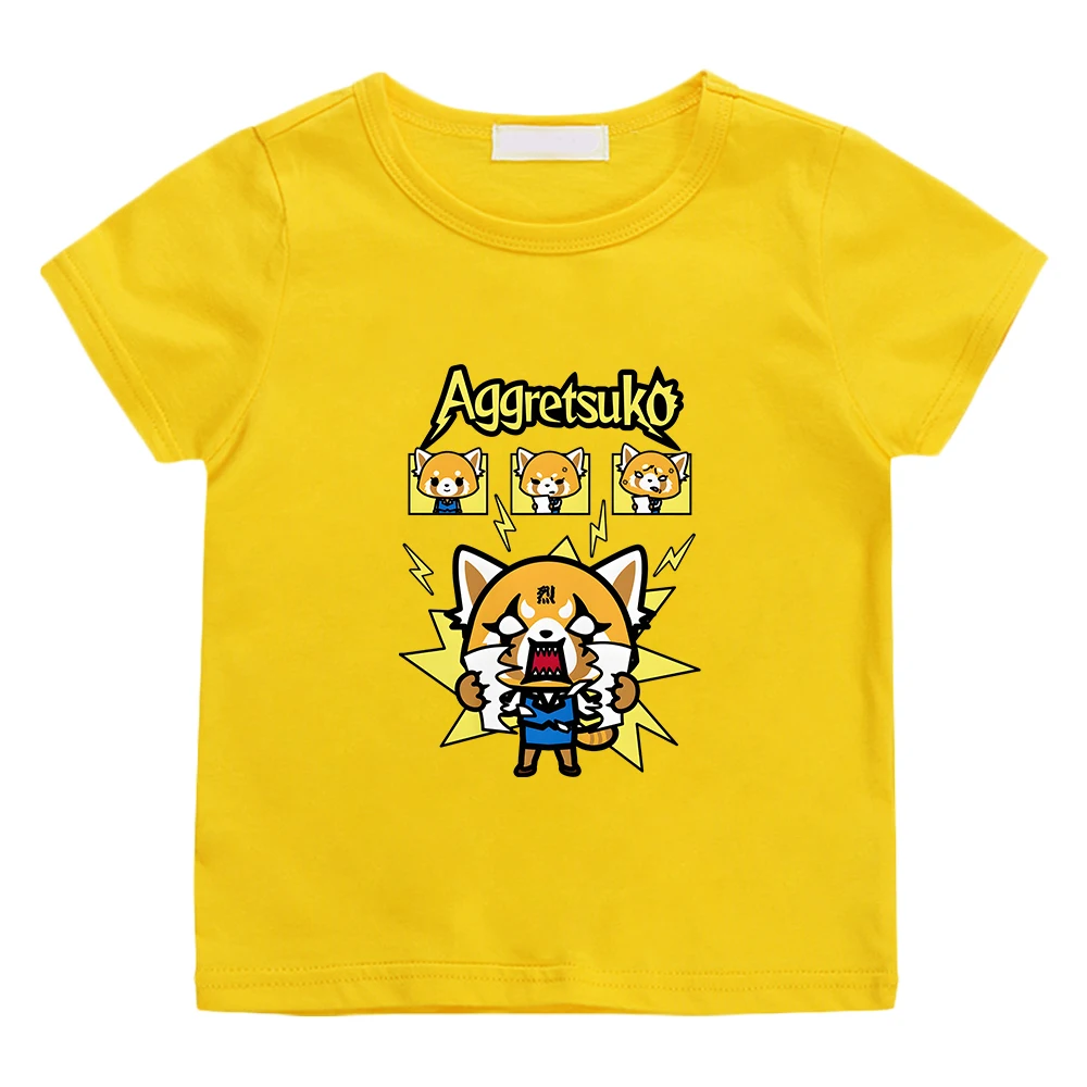 

Aggretsuko Retsuko Kawaii Printing T-shirts 100% Cotton Short Sleeve Summer Tee-shirt Boys/Girls Children Graphic Tshirts Cute