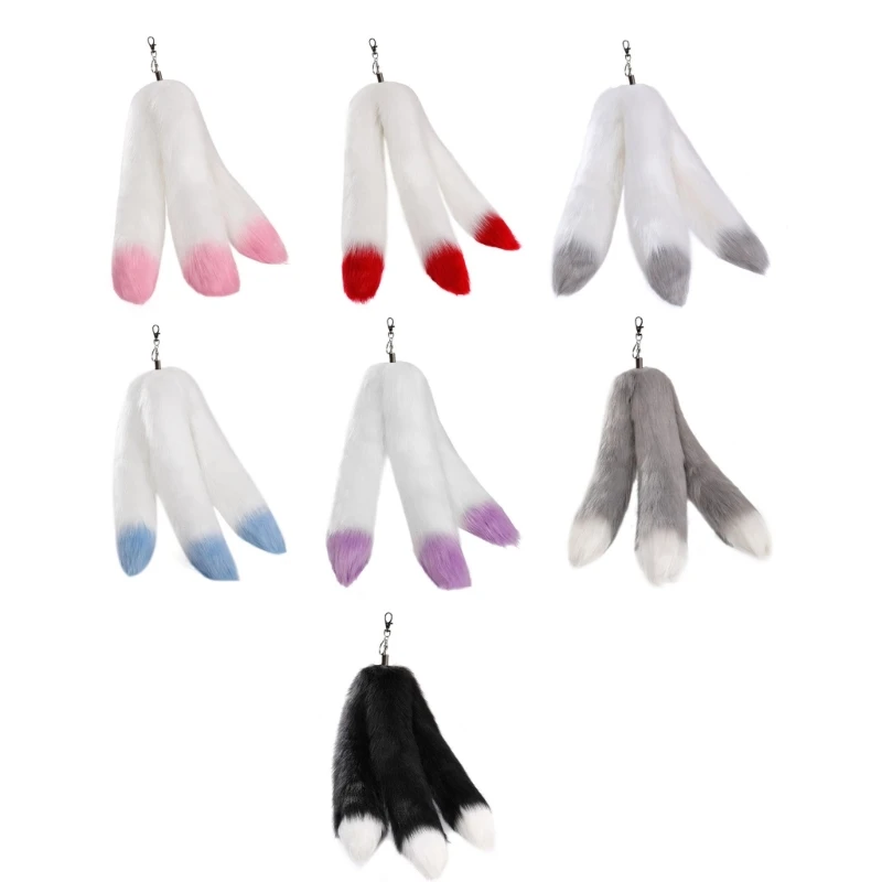 

Fashion Soft Plush Tail Charm Keychains Pendant Hanging Ornament Keyring Backpack Decoration Jewelry for Women Girls