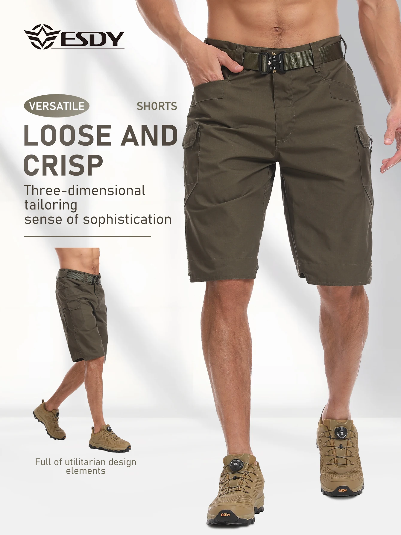 

Мужские шорты Esdy, летние шорты для занятий спортом на открытом воздухе, шорты-карго, повседневные свободные брюки длиной до колена, практичные карманы на молнии, доступны различные цвета