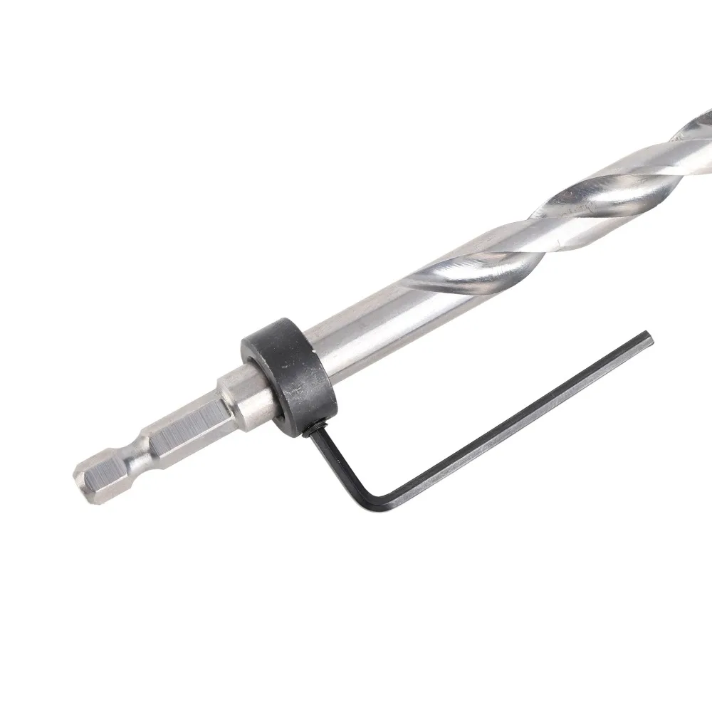 

2 Pcs 3/8 inch (9.5mm) Pocket Hole Drill Bit 1/4 inch Hex Shank HSS (High-Speed Steel) Twist Step Drill Bit 6.5 inch Length