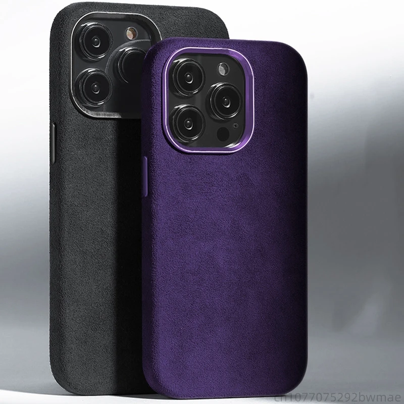 

Genuine Suede Leather Magsafe Case For iPhone 15 Plus 16 Pro Max 14 Pro 13 12 Matte Anti-Fingerprint Shockproof Armor Back Cover