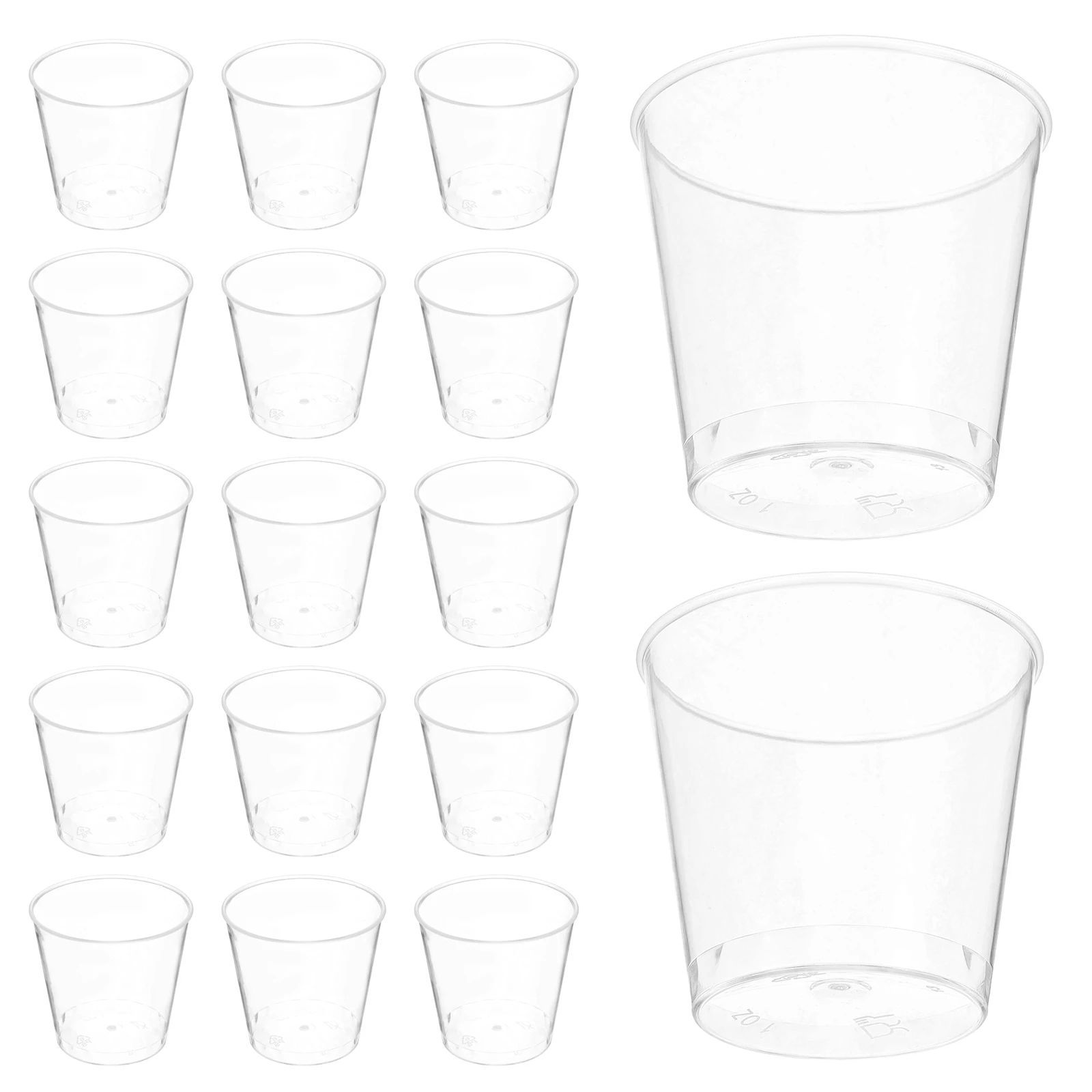 

50pcs Tasting Cups Disposable Souffle Ice Hard Plastic Drink Beverage Sampling Party Mini Water Juicing Mixing Beaker