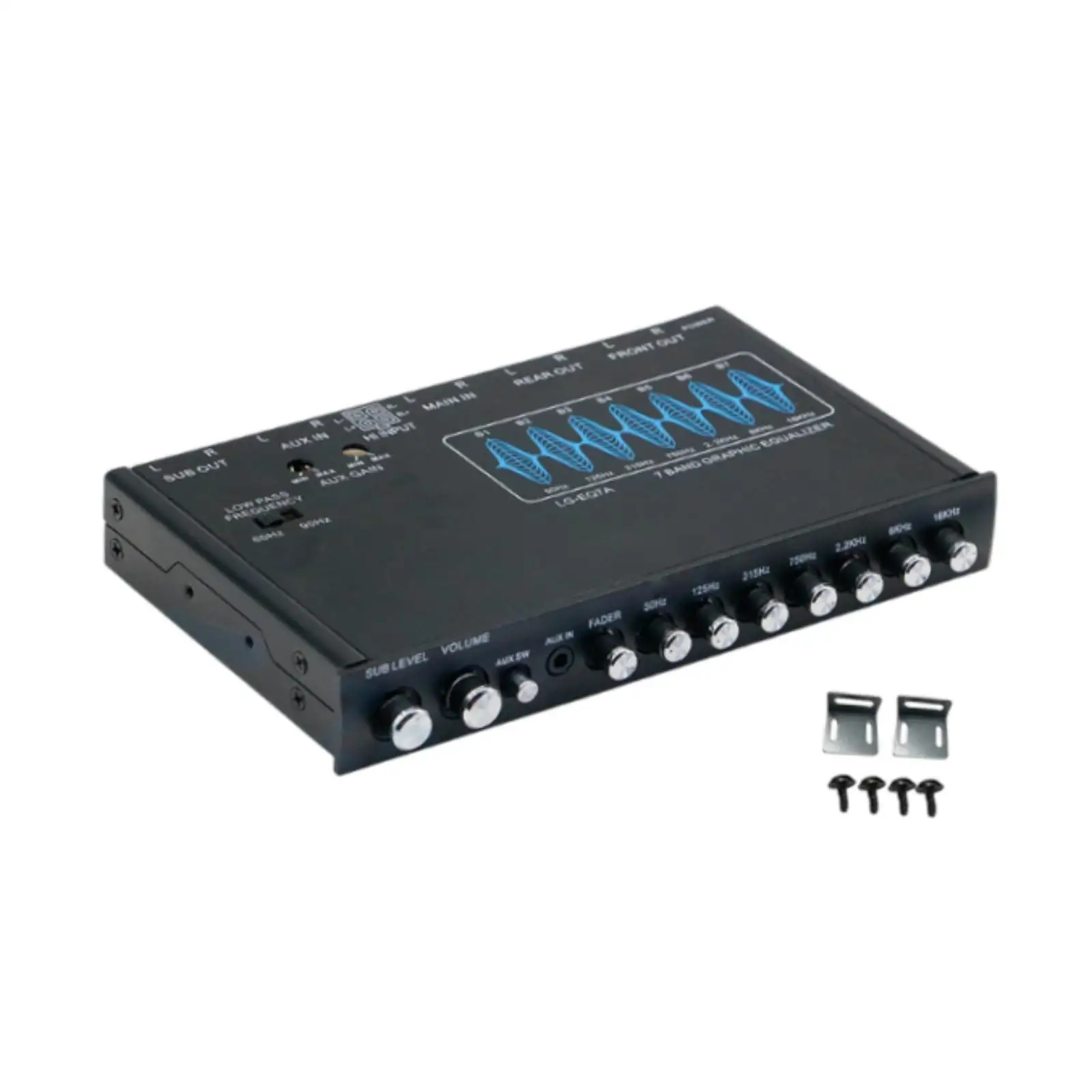 7 Band Car Audio Equalizer DSP Chip Metal Intelligent Noise Reduce Frequent Adjustable Graphic Equalizer Car Equalizer