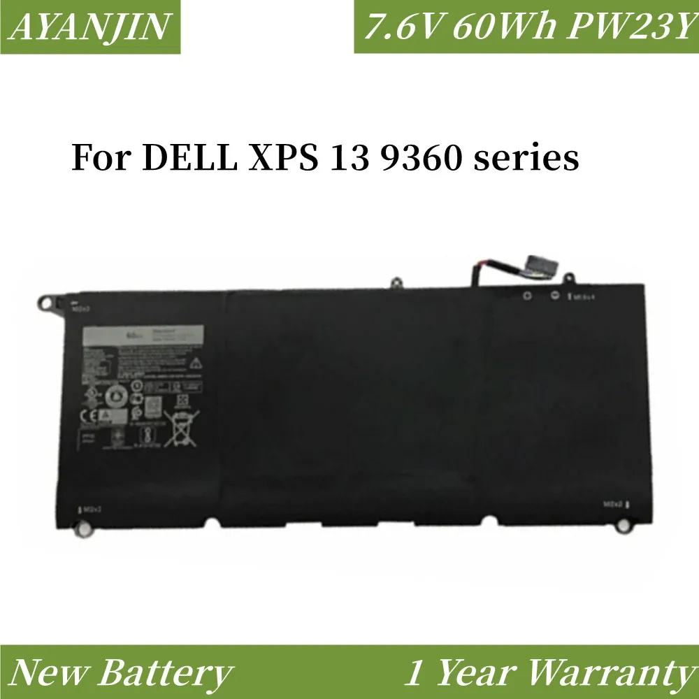 

New PW23Y Replacement Laptop Battery for DELL XPS 13 9360 Series RNP72 TP1GT P54G 7.6V 60WH/7895mAh