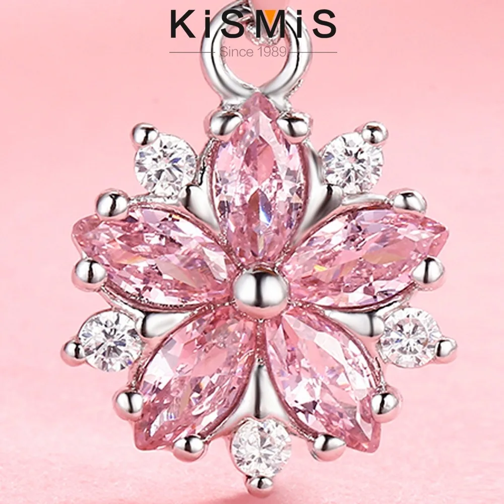 Silver Pendant, Flower Shape AAA Cubic Zirconia Pendant Kismis Accessories Fashion Jewelry Gifts Perfect for Necklace, Chain,