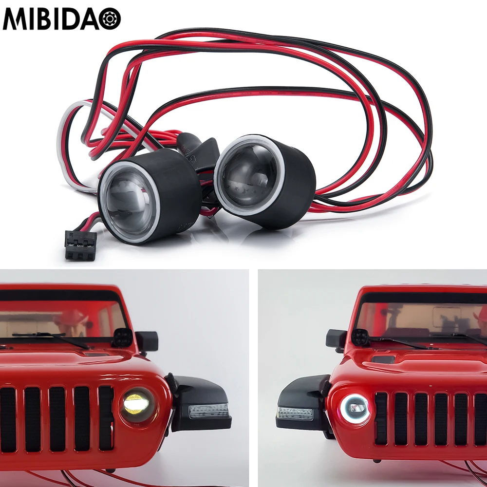 MIBIDAO 22mm LED Lights 3.7V-5V Angel Eyes Headlight for Axial SCX10 III AXI03007 AXI03006 1/10 RC Crawler Car Model Parts