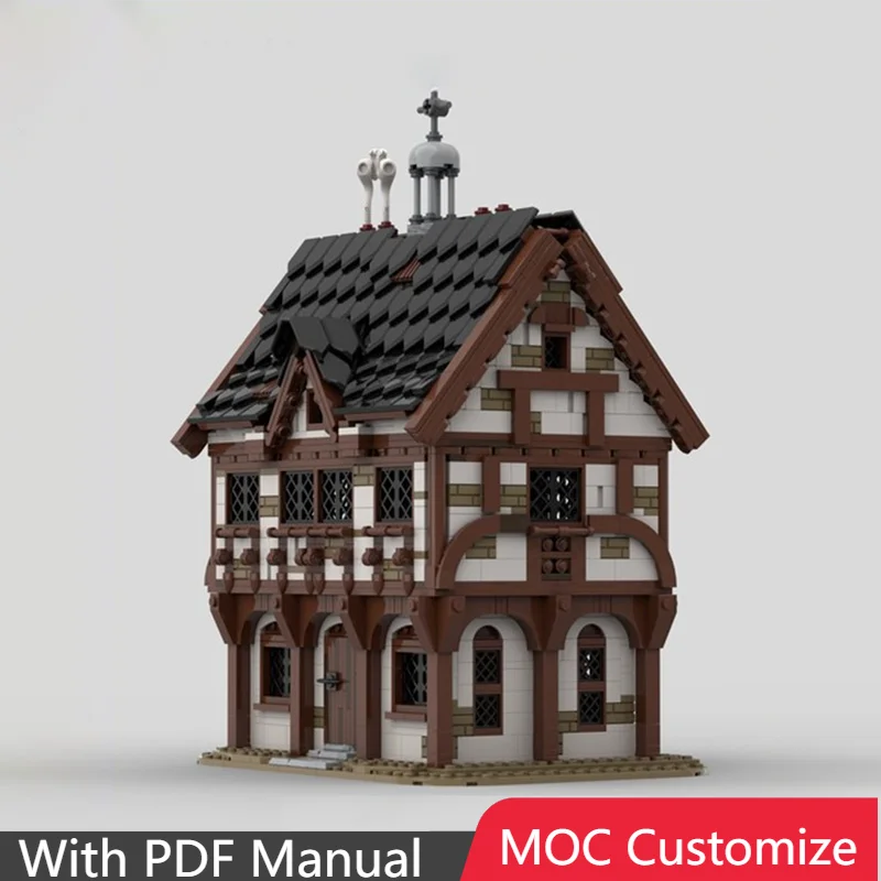 

Popular 1548 PCS MOC Medieval Market House Building Model Custom Puzzle Creative Assembly Christmas Birthday Gifts for Family