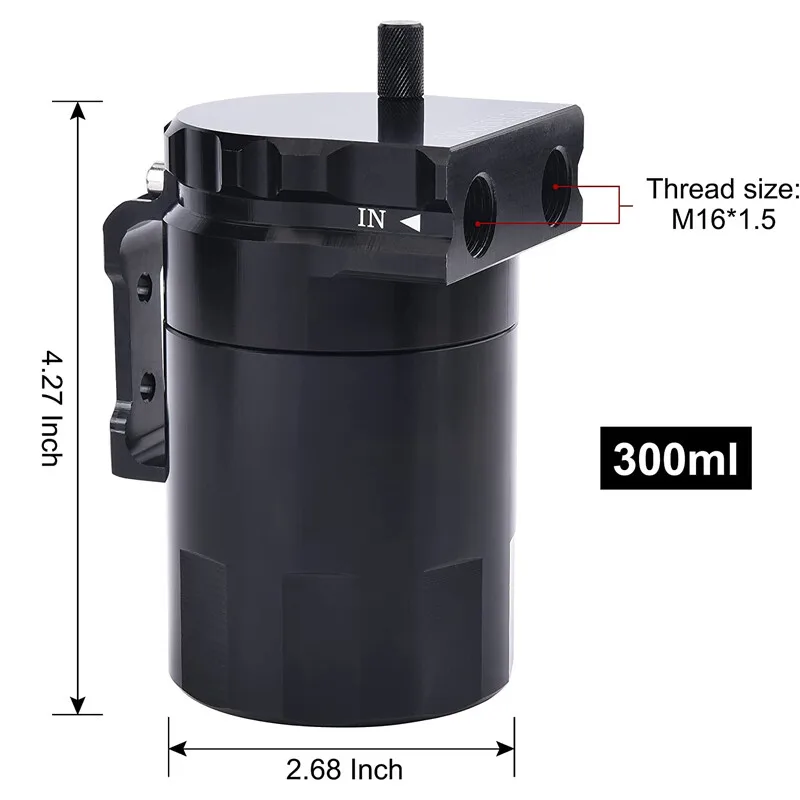 Kit Kaleng Penangkap Minyak Universal dengan Tangki Reservoir Bingung Selang Aluminium Hitam