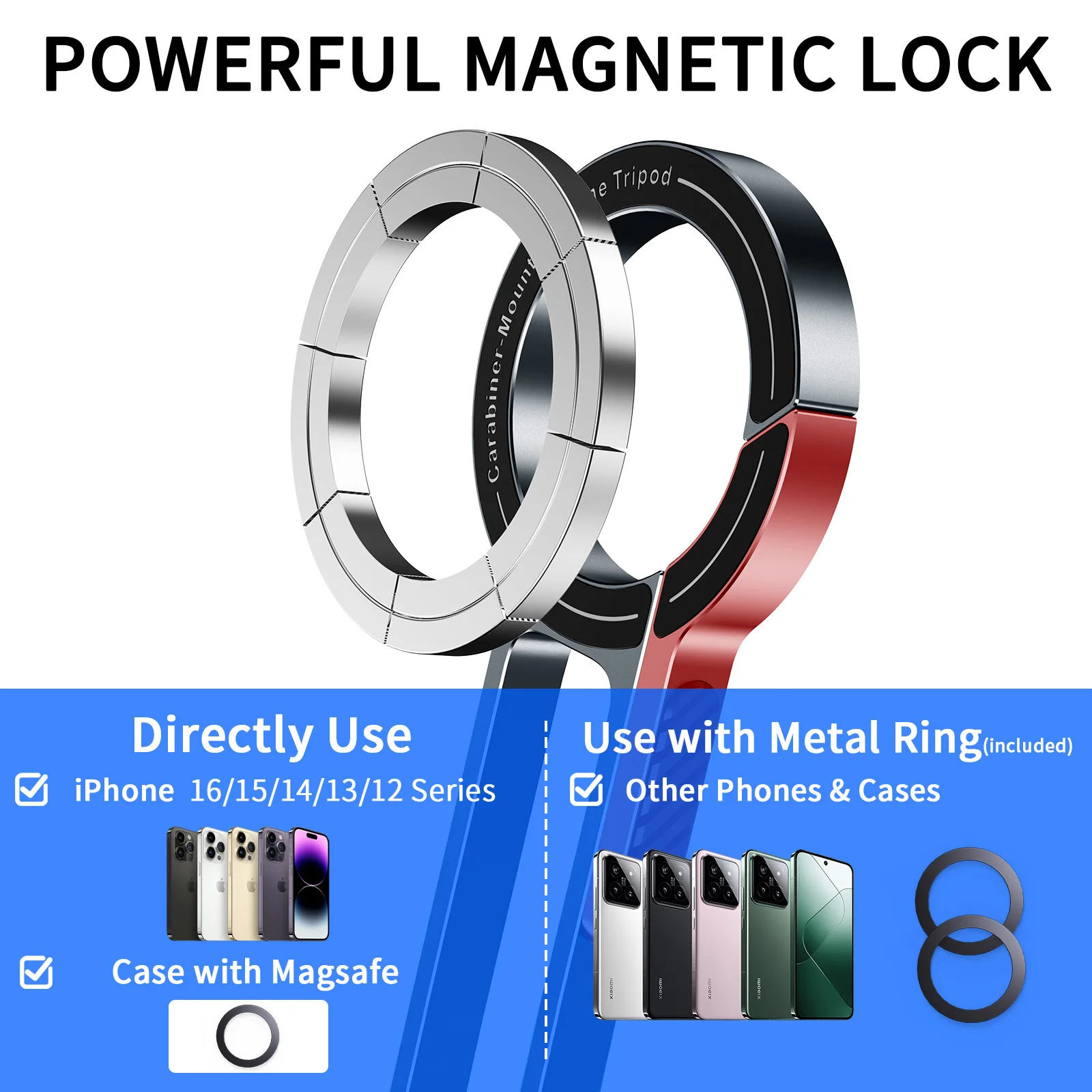 Eary Portable Magnetic Selfie Stick Tripod 360° Rotation Phone Holder Stand Foldable Small Size for Video Recording Vlog Travel