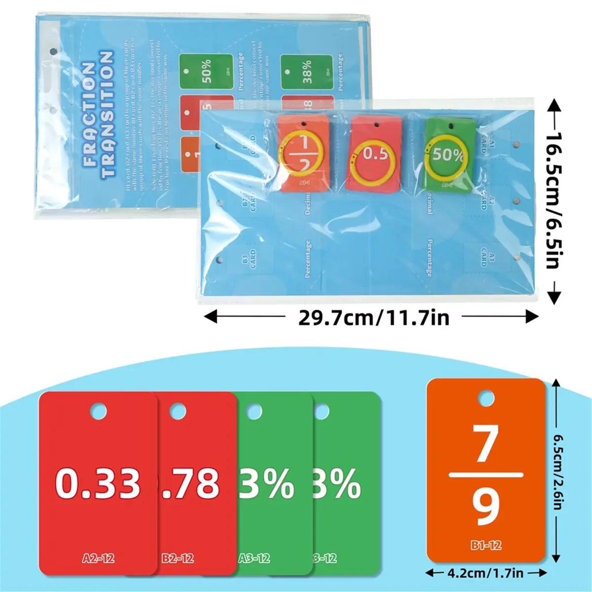 ABJS 69PCS Decimal Fraction Percentage Conversion Cards Table Model Education Card Thinking Cognition Training Kids