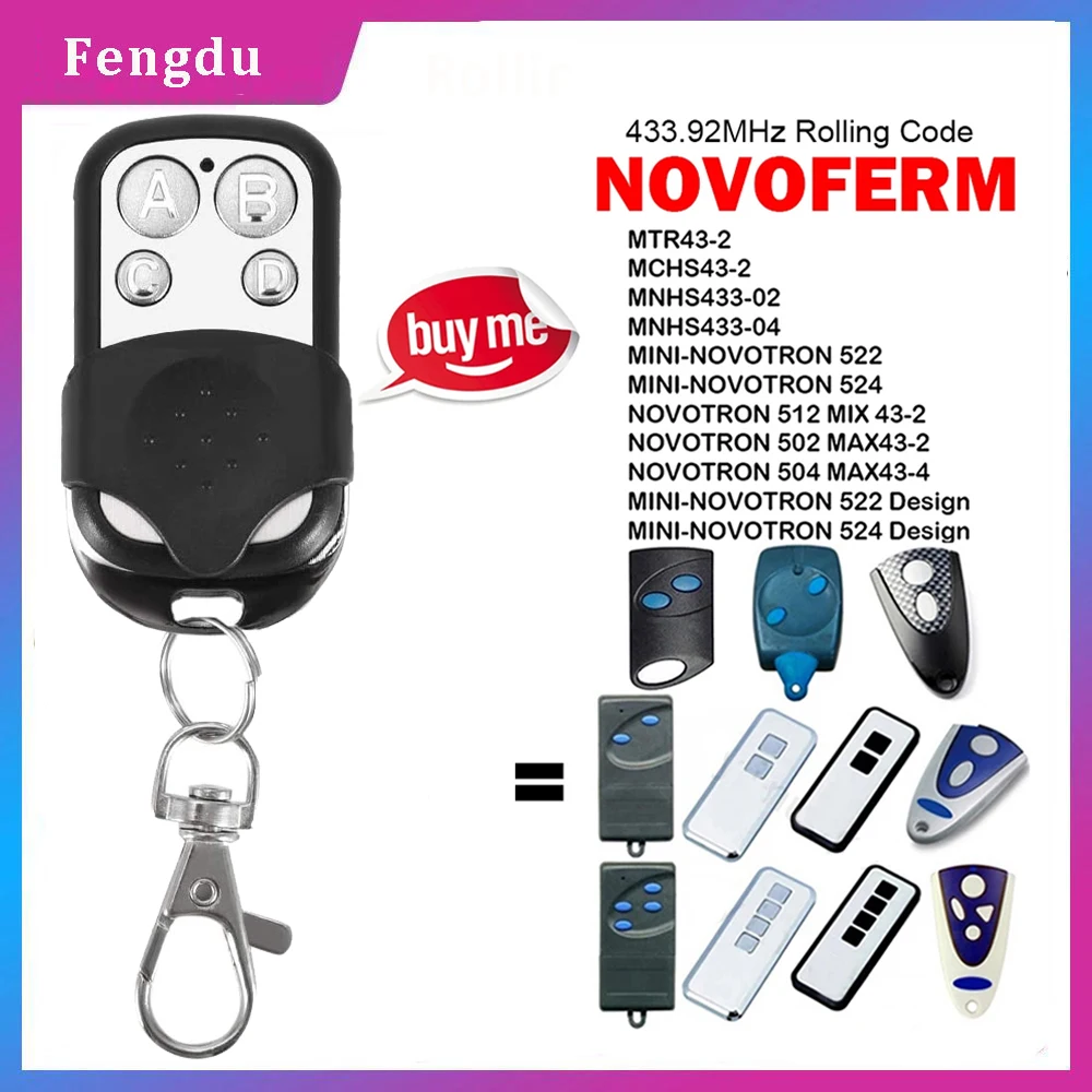 

433 Mhz Remote Control NOVOFERM NOVOTRON 502 MAX43-2 504 MAX43-4 Garage Door Command MNHS433-02 MNHS433-04 MINI-NOVOTRON 522 524