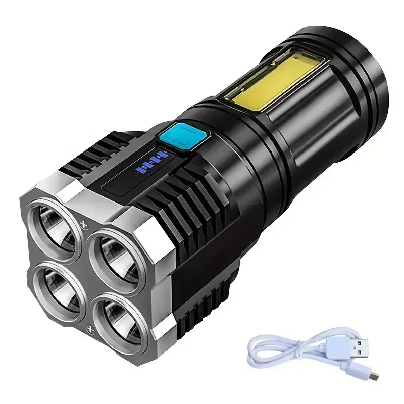 

Rechargeable Multi-Light Flashlight with 4 LEDs and COB Side Lights for Outdoor Activities and Emergencies