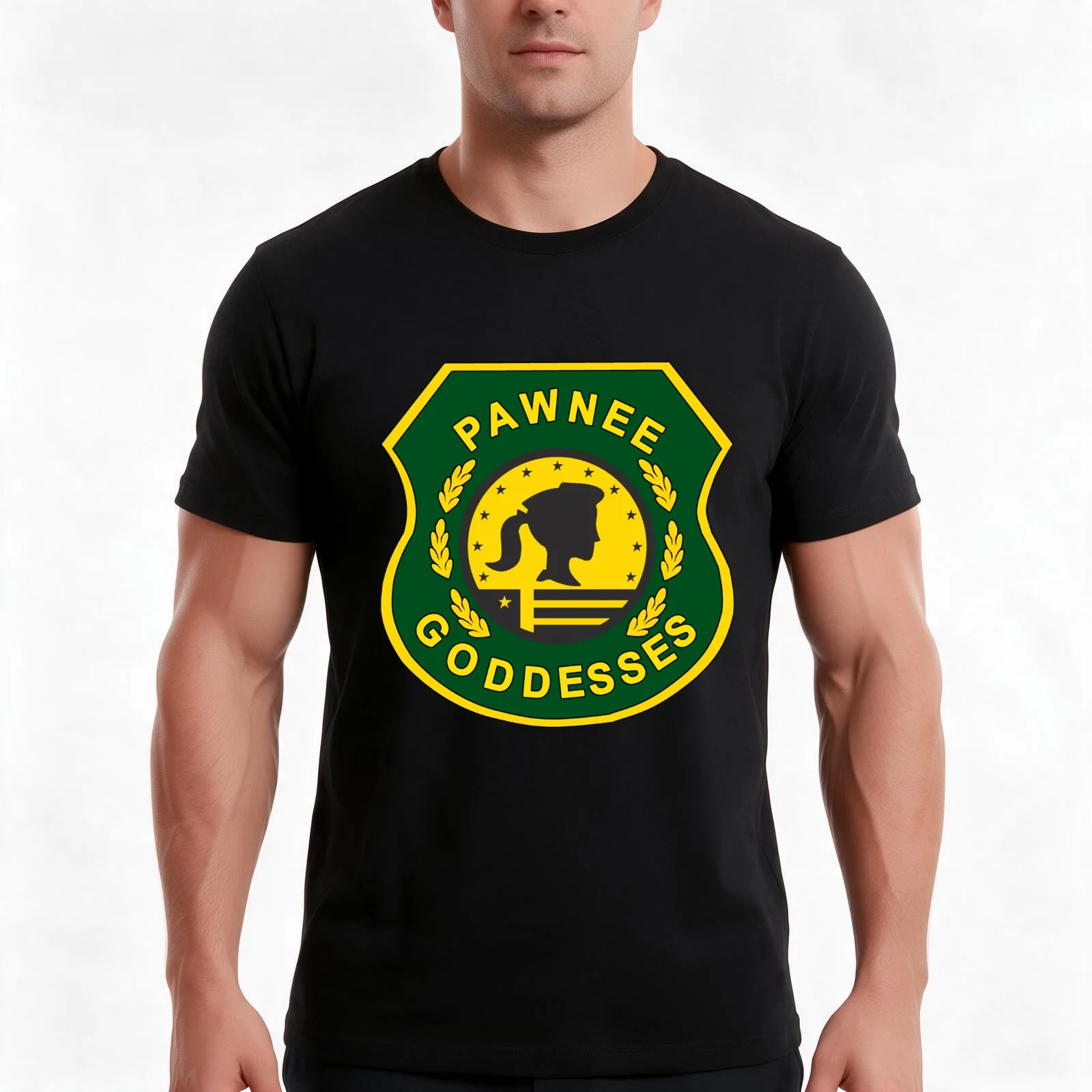 Pawnee Goddesses T-Shirt, Summer Casual Cotton Tee, Oversized Streetwear Tops, Vintage Graphic Print, Loose Fit Short Sleeve