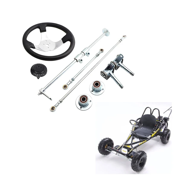 

5 inch Front Steering Wheel Gear Rack Shaft Tie Rod Strut Knuckle Spindle Kit For 168cc Quad Go Kart ATV UTV Cart Parts