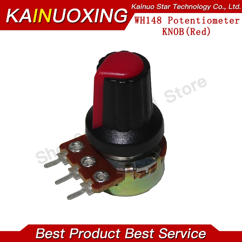 5 set WH148 1K 5K 10K 15mm 3 pin resistore potenziometro rotativo conico lineare per Arduino con cappuccio AG2 giallo arancione blu rosso bianco