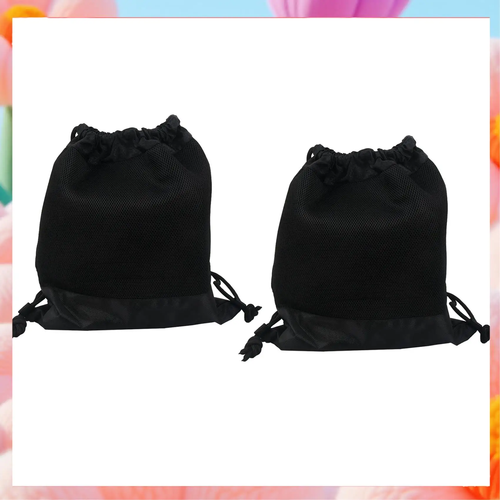 

2X Outdoor Women Men Nylon Black Ultralight Backpack Football Basketball Bag String Drawstring Sport Bags(Big)-ABJQ