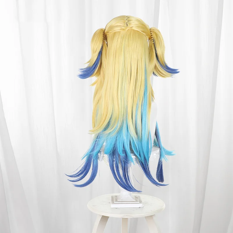 أنيمي جميلة ديربي Obey ماسترك شعر مستعار تأثيري شقراء والأزرق التدرج أنيمي شخصية الشعر لحفلة Comicon الكبار النساء الرجال #5