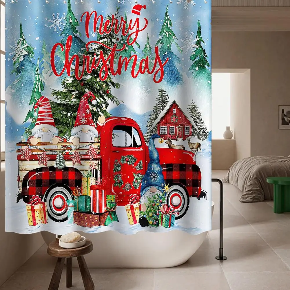 

Stylish Shower Curtain Washable Shower Curtain Festive Holiday Bathroom Decor Patterned Christmas Shower Curtain with Colorful