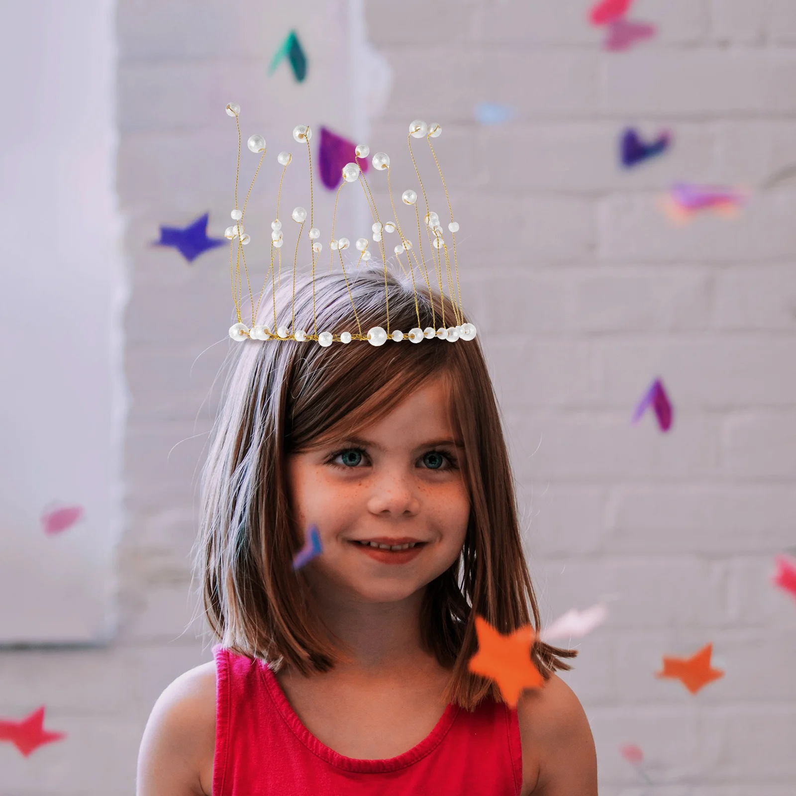 إكسسوارات تزيين الكيك على شكل تاج لؤلؤي نابض بالحياة مناسبة لحفلات الزفاف وأعياد الميلاد وتاج الكيك