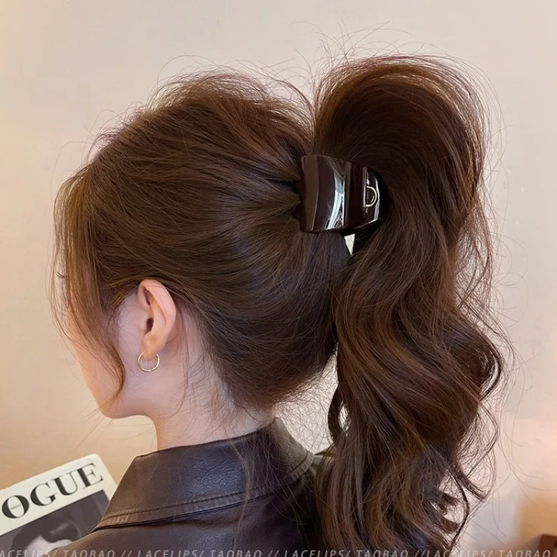 

Высокий хвост, заколка для волос в стиле ретро, элегантная заколка для волос в виде краба, маленькая заколка в виде акулы, корейский ацетатный держатель для высокого хвоста для женщин и девочек