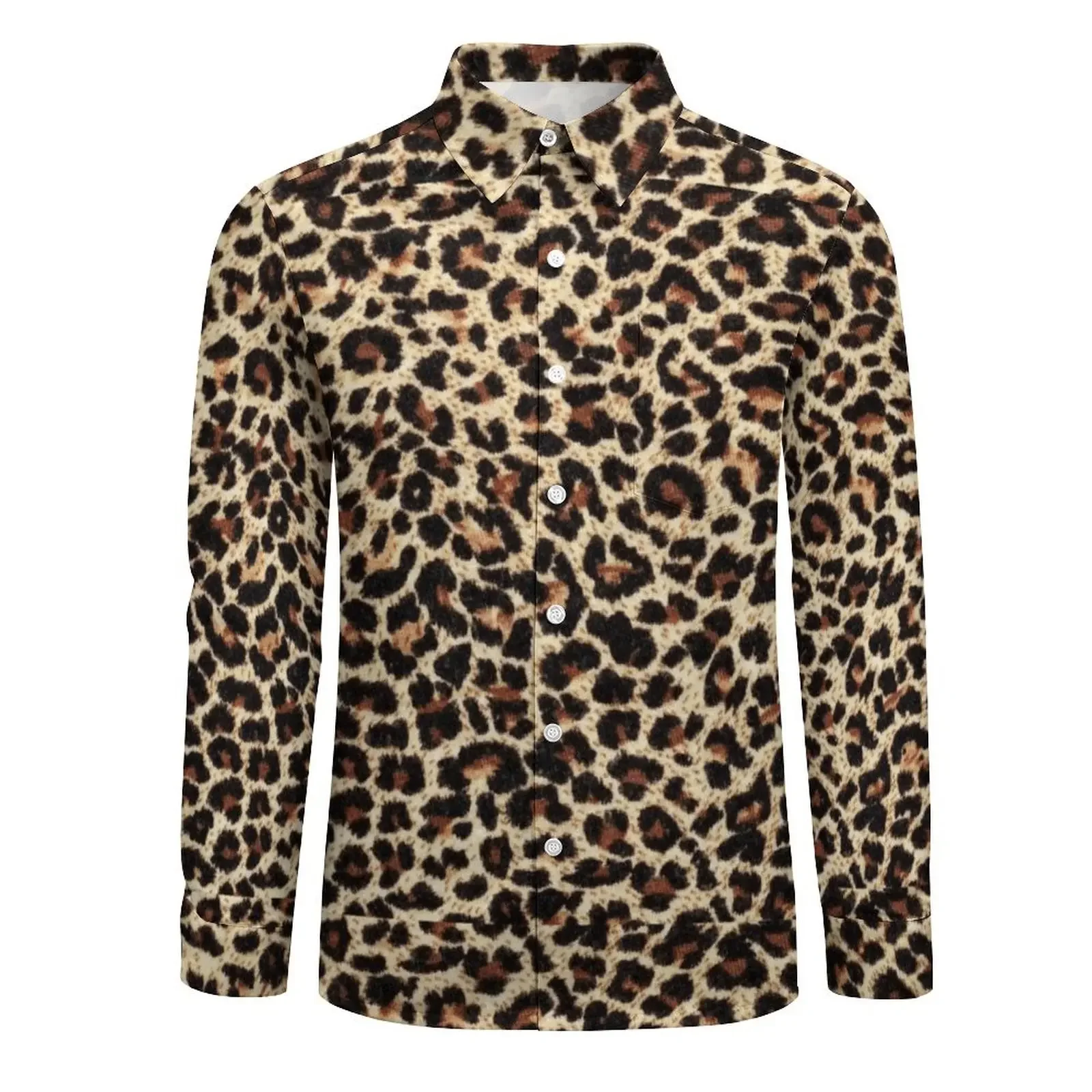 Men's Leopard Print Casual Shirt Animal Skin Print Shirt Pop Harajuku Long Sleeve Shirt Women Autumn Loose Tops