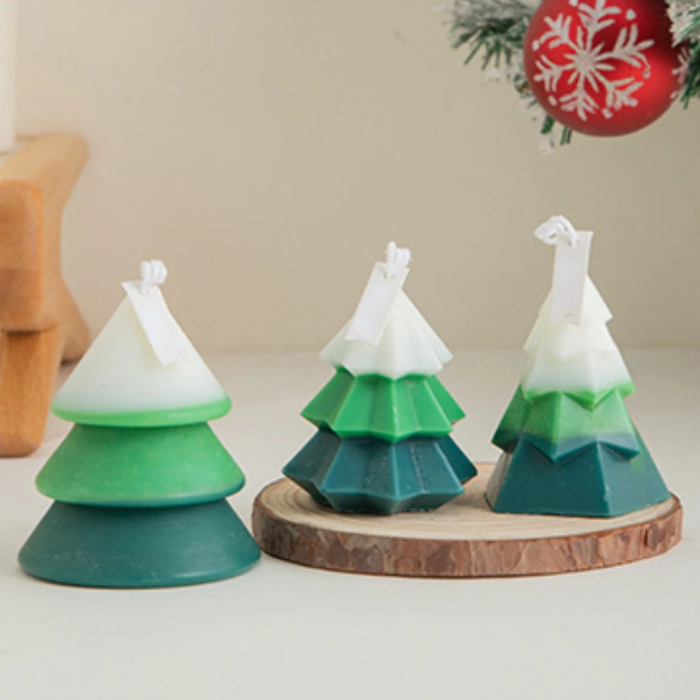 3D Christmas Tree Candle Making Tool Plant Soap Crystal Resin Plaster Silicone Mould Chocolate Mold Party Atmosphere Decor Gifts