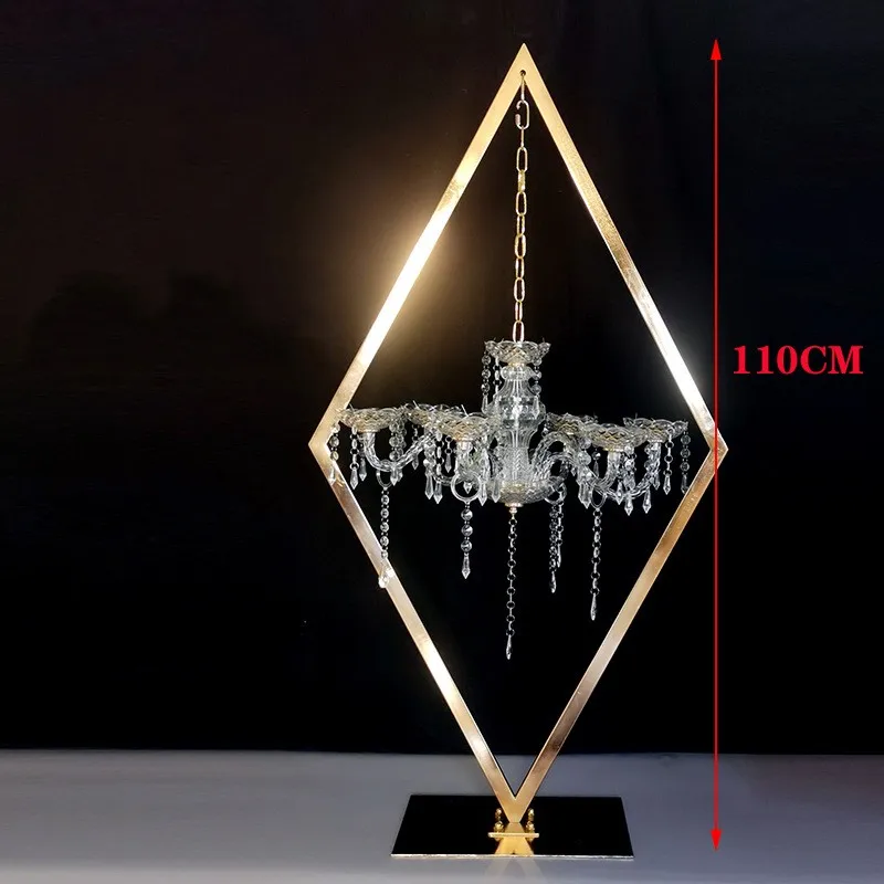 Upscale Party Decoration Metal Diamond Chandelier Wedding Banquet Table Centerpieces Candle Holder For Baby Shower Layout Props