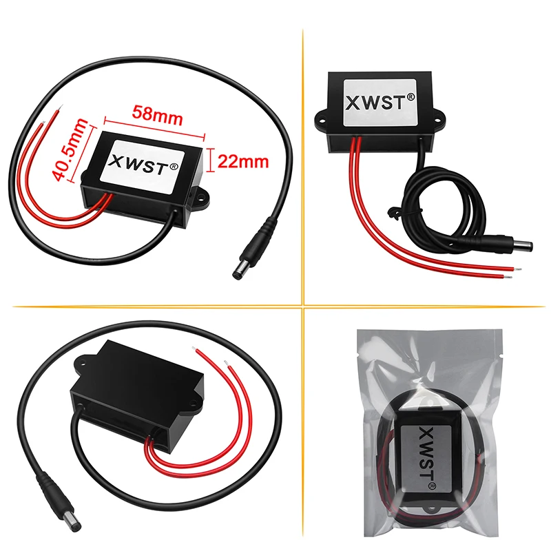 XWST AC24V36V48V do DC12V Przetwornica Buck Regulator napięcia 1-5A Moduł zasilacza obniżającego napięcie z wyjściem portu DC Wodoodporny CE