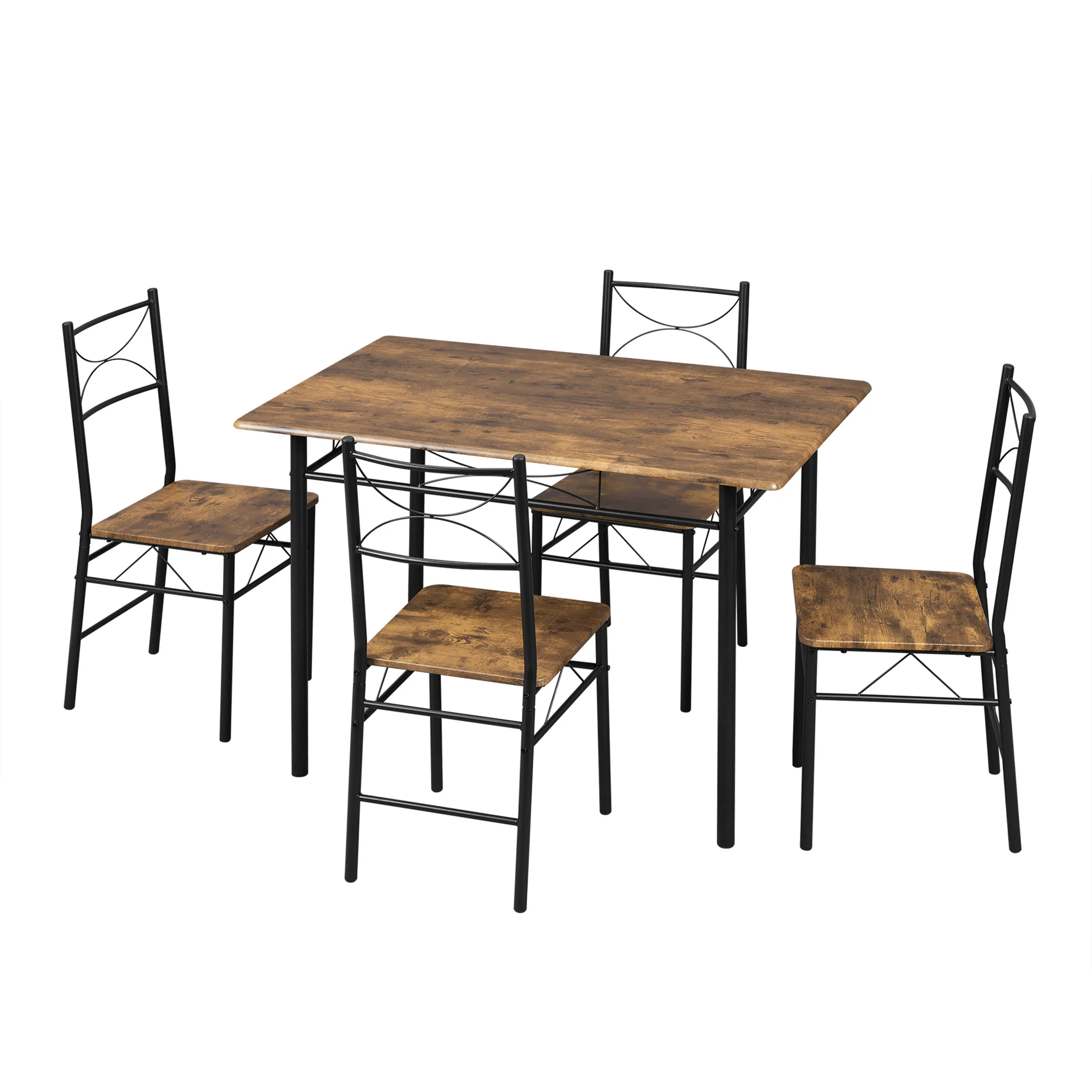WOLTU Esszimmer-Set, Esstisch mit 4 Stühlen für 4 Personen, Metallrahmen, Küchentisch, rechteckiger Restauranttisch, Esszimmer, Zuhause
