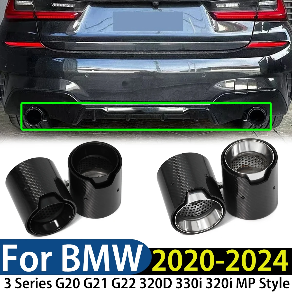 

For BMW 3 Series G20 G21 G22 320D 330i 320i 2020-2024 MP Muffler Tip Tailpipe Replacement Exhaust System Nozzle Auto Accessories